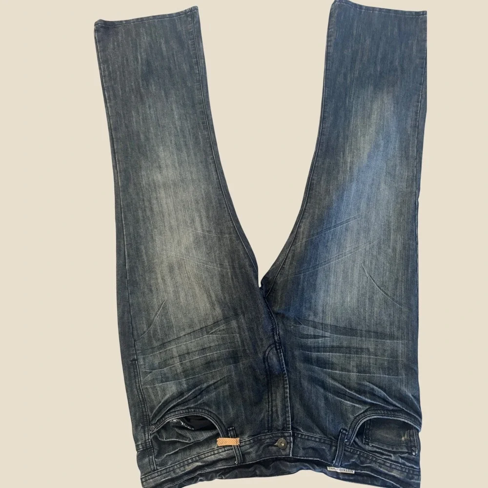 Buffalo Jeans Denim‎ Men Blue Embroidered Back Pocket Straight Leg